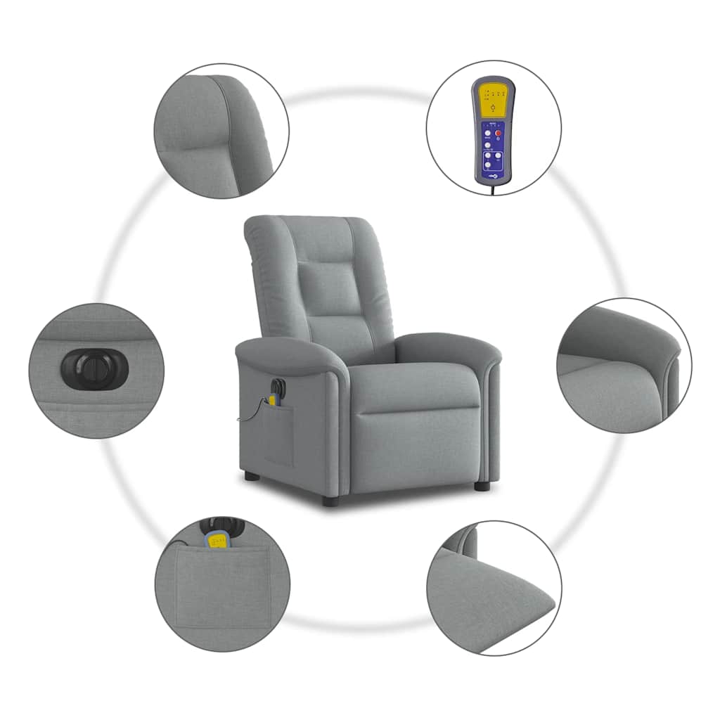 Fauteuil de massage inclinable électrique gris clair tissu - XIOS