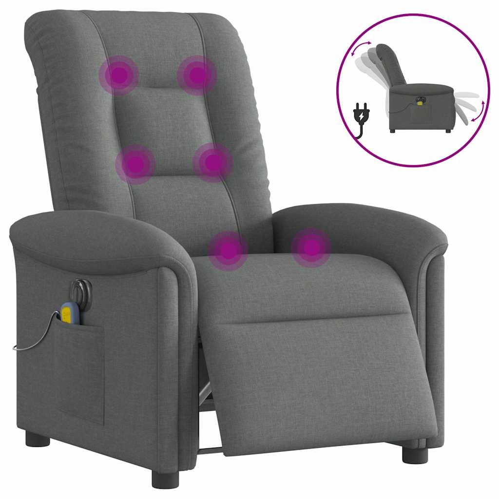 Fauteuil inclinable de massage électrique gris foncé tissu - XIOS