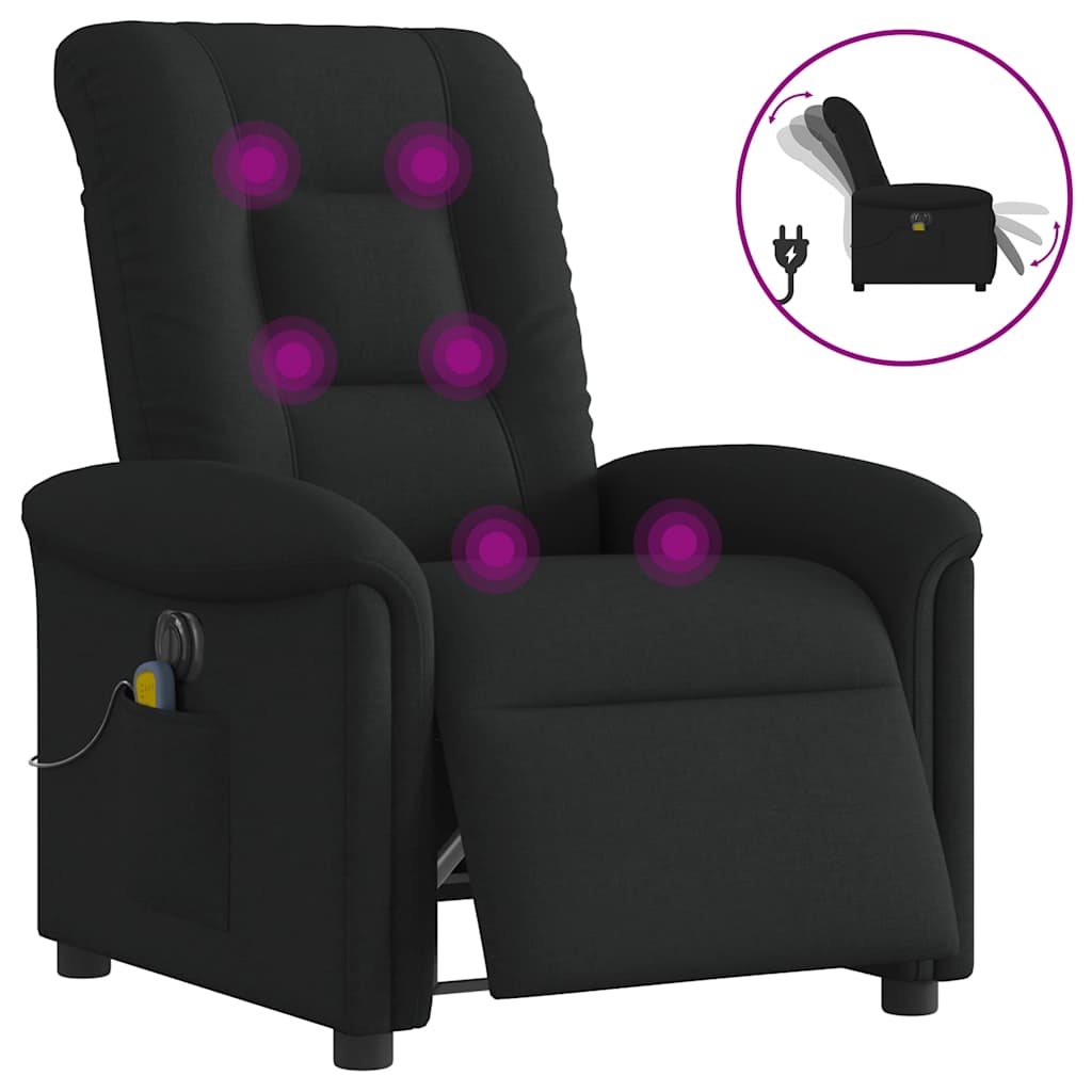 Fauteuil de massage inclinable électrique Noir Tissu - XIOS