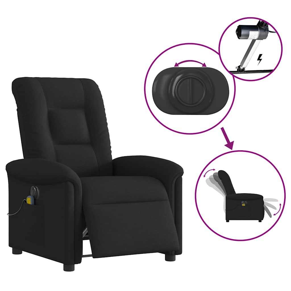 Fauteuil de massage inclinable électrique Noir Tissu - XIOS