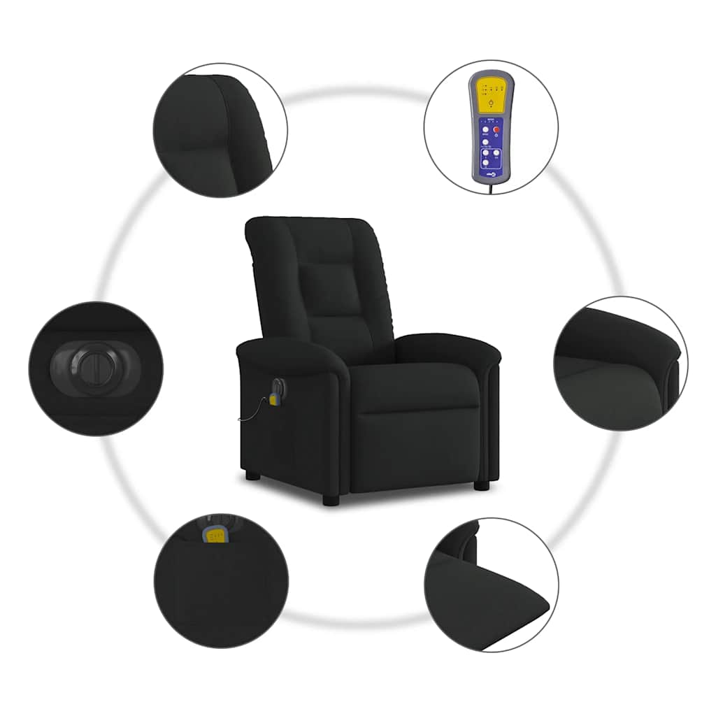 Fauteuil de massage inclinable électrique Noir Tissu