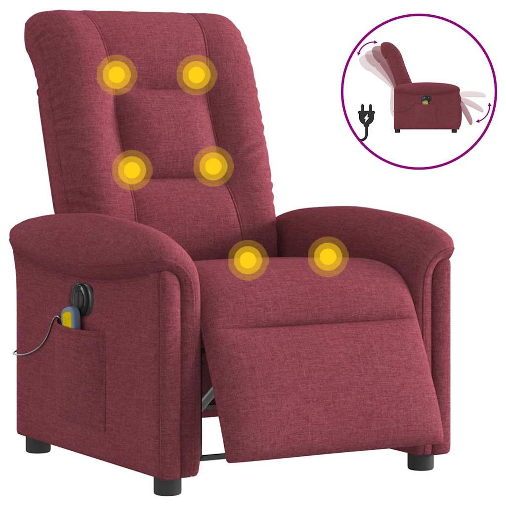 Fauteuil de massage inclinable électrique Rouge bordeaux Tissu - XIOS