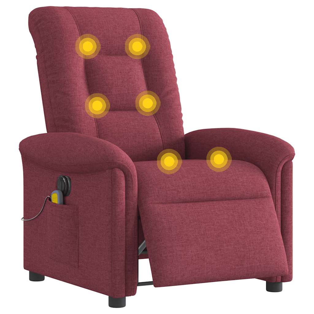 Fauteuil de massage inclinable électrique Rouge bordeaux Tissu - XIOS
