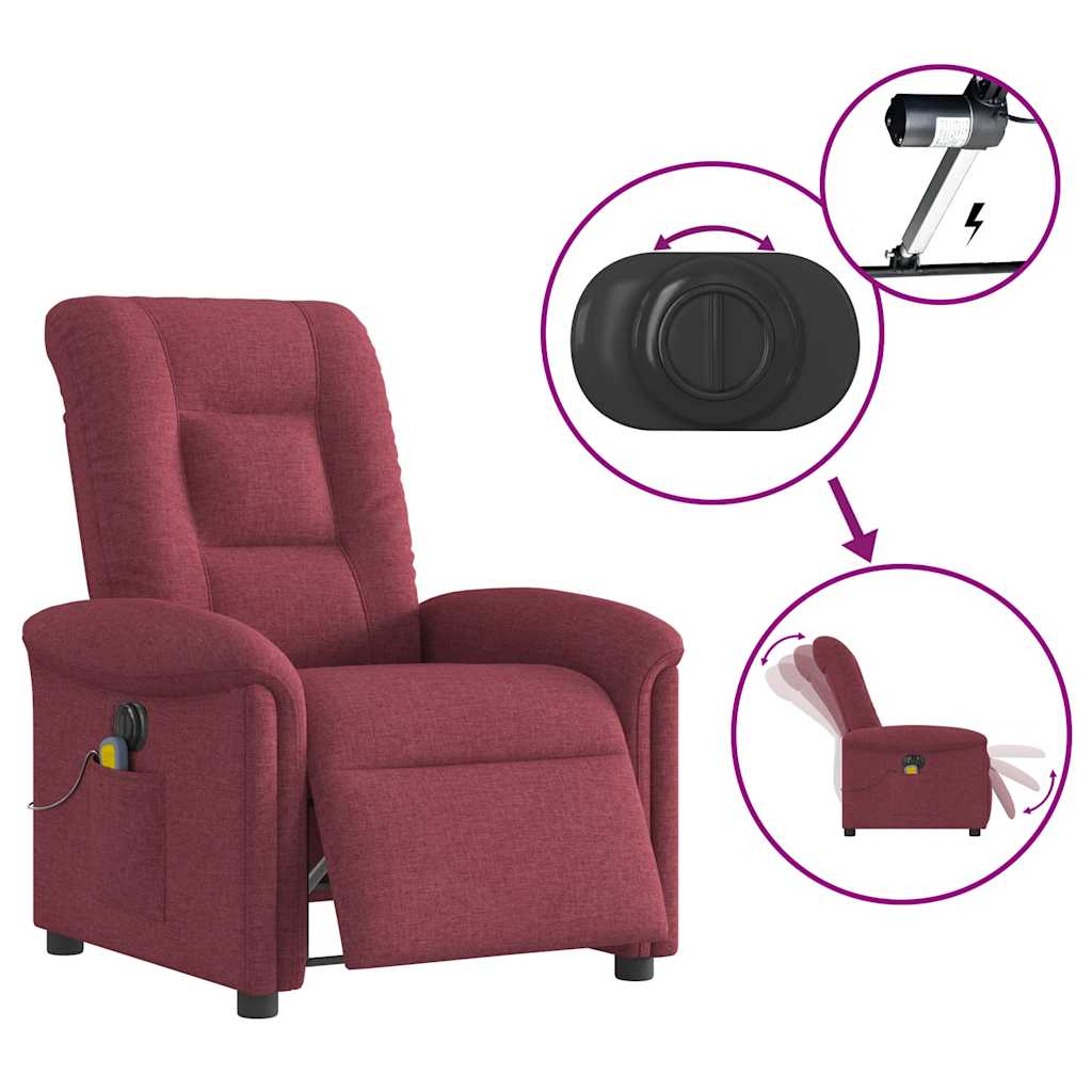 Fauteuil de massage inclinable électrique Rouge bordeaux Tissu - XIOS