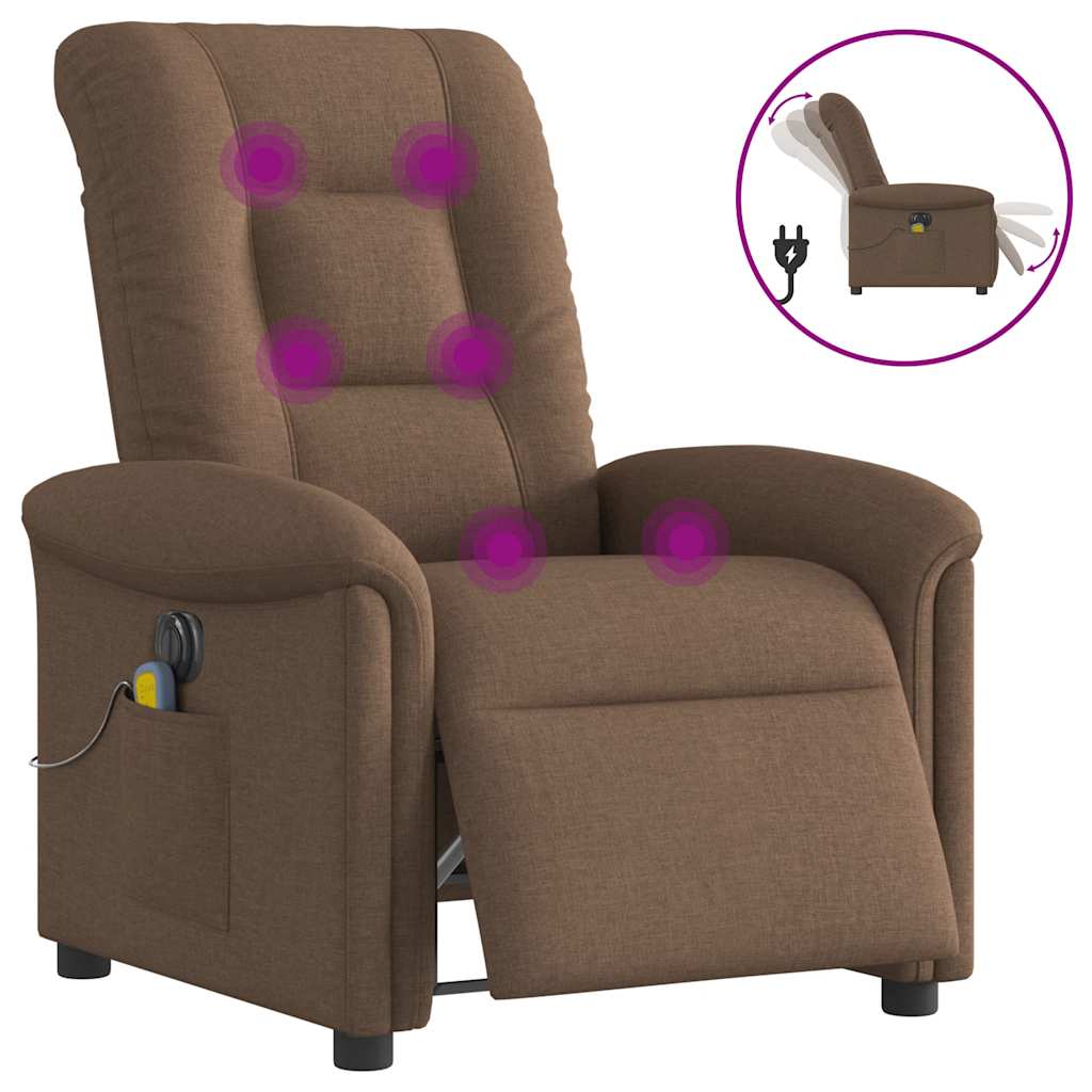 Fauteuil inclinable de massage électrique marron tissu - XIOS
