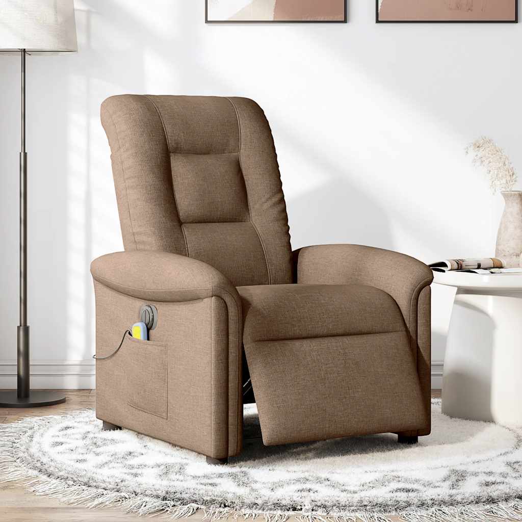 Fauteuil inclinable de massage électrique marron tissu - XIOS