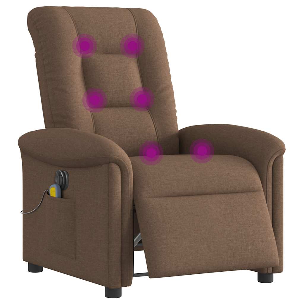 Fauteuil inclinable de massage électrique marron tissu - XIOS