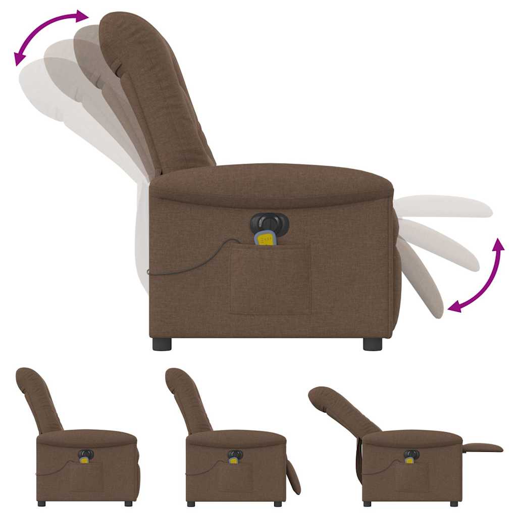 Fauteuil inclinable de massage électrique marron tissu - XIOS