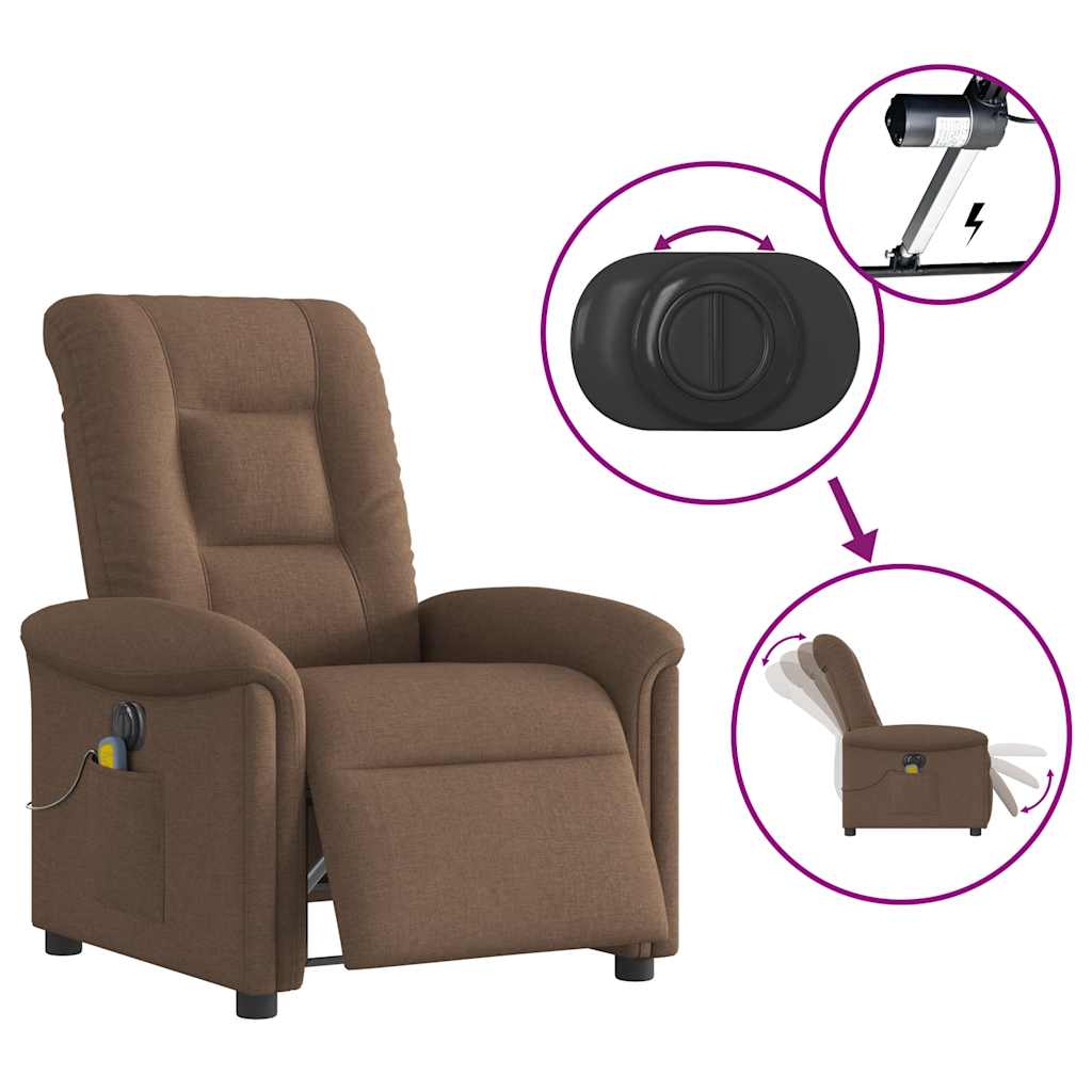 Fauteuil inclinable de massage électrique marron tissu - XIOS
