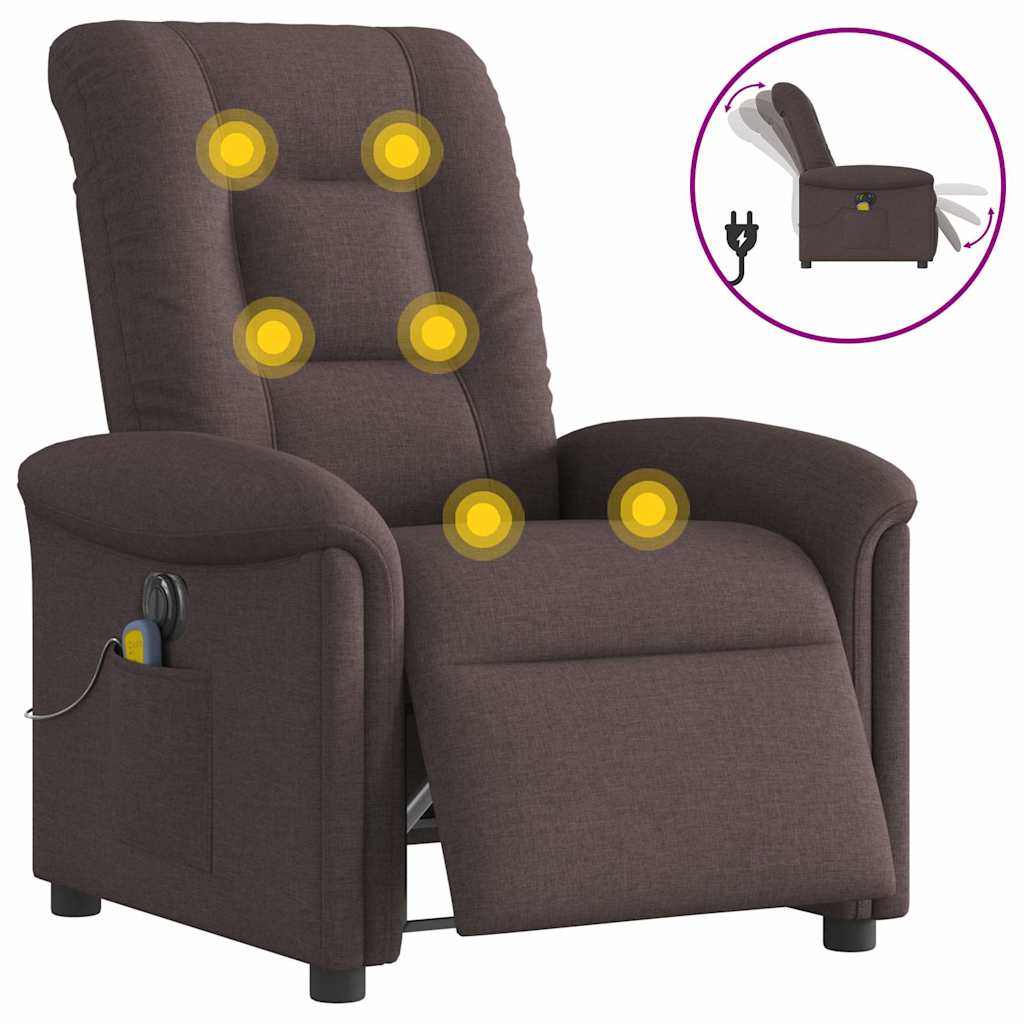 Fauteuil de massage inclinable électrique Marron foncé Tissu - XIOS