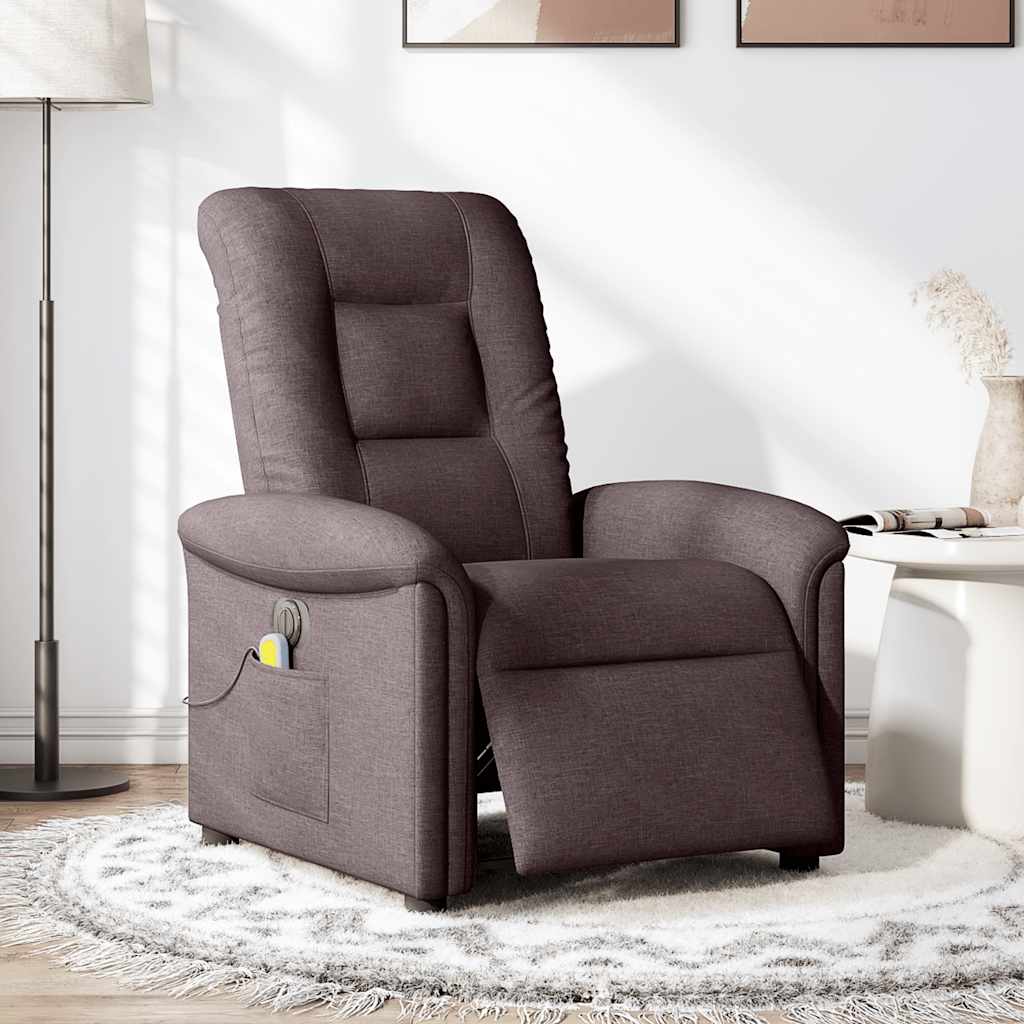 Fauteuil de massage inclinable électrique Marron foncé Tissu
