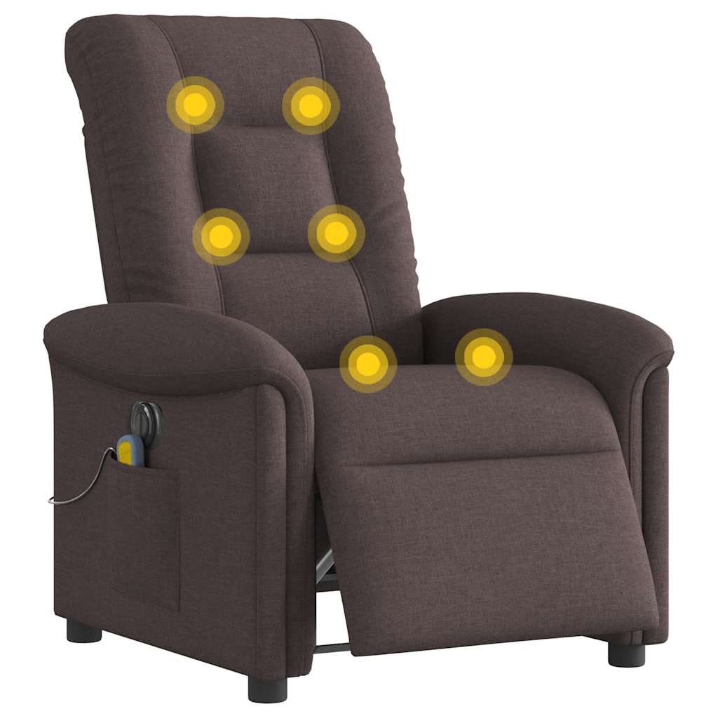 Fauteuil de massage inclinable électrique Marron foncé Tissu - XIOS
