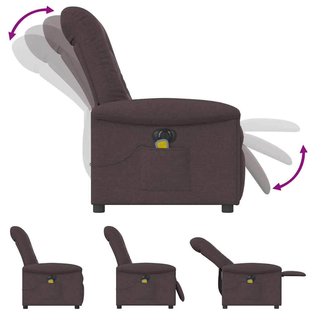 Fauteuil de massage inclinable électrique Marron foncé Tissu - XIOS