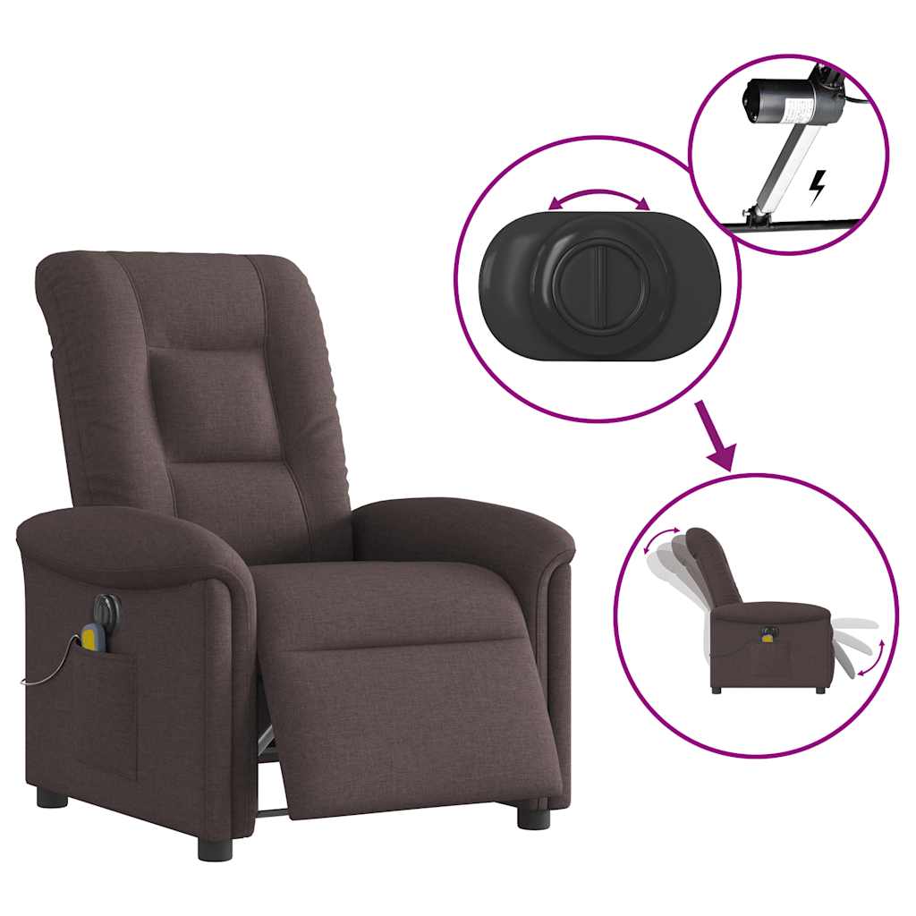 Fauteuil de massage inclinable électrique Marron foncé Tissu - XIOS