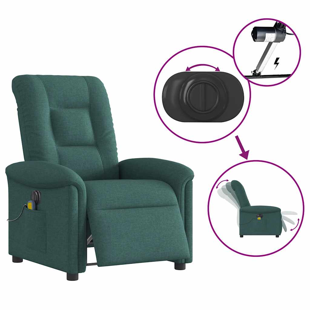 Fauteuil de massage inclinable électrique Vert foncé Tissu - XIOS