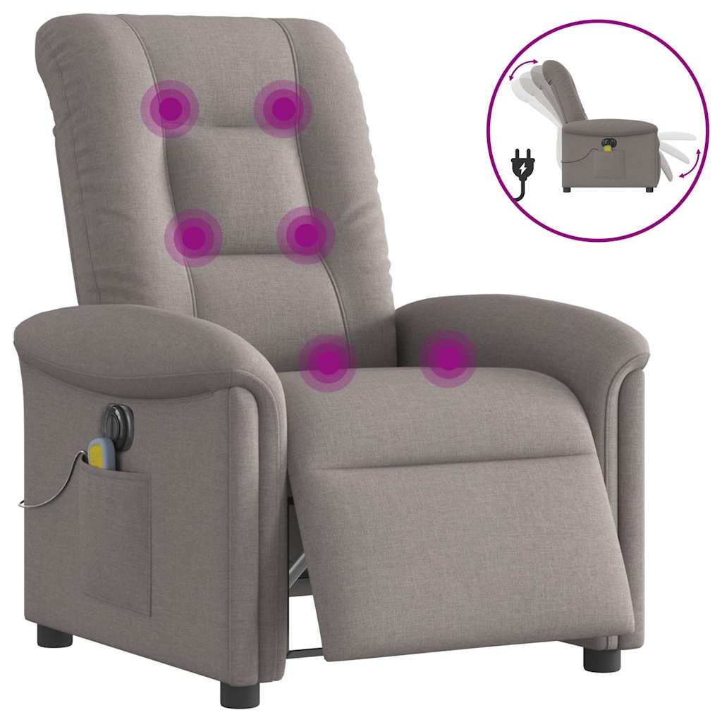 Fauteuil de massage inclinable électrique Taupe Tissu - XIOS