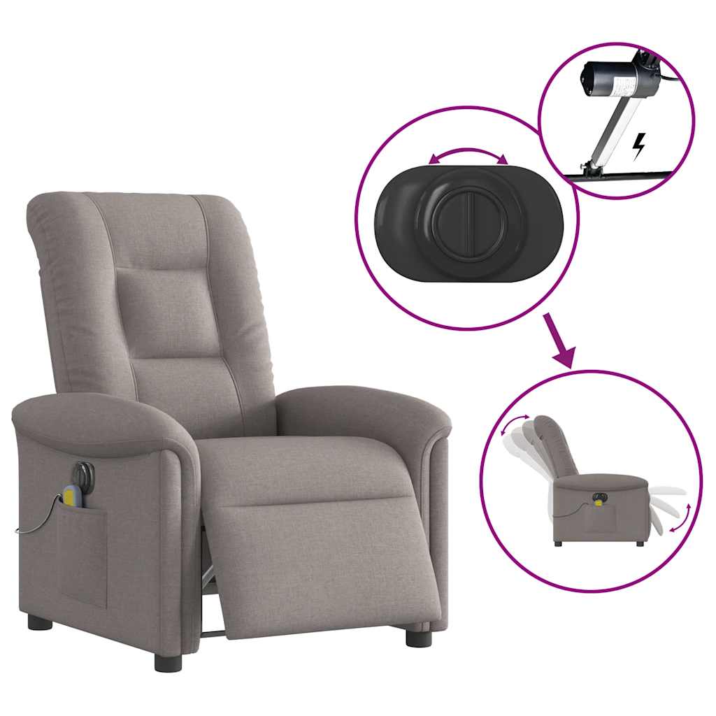 Fauteuil de massage inclinable électrique Taupe Tissu - XIOS
