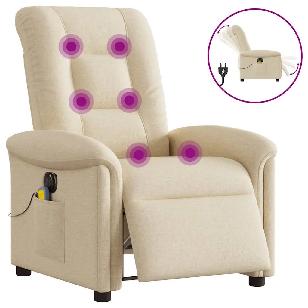 Fauteuil inclinable de massage électrique crème tissu - XIOS