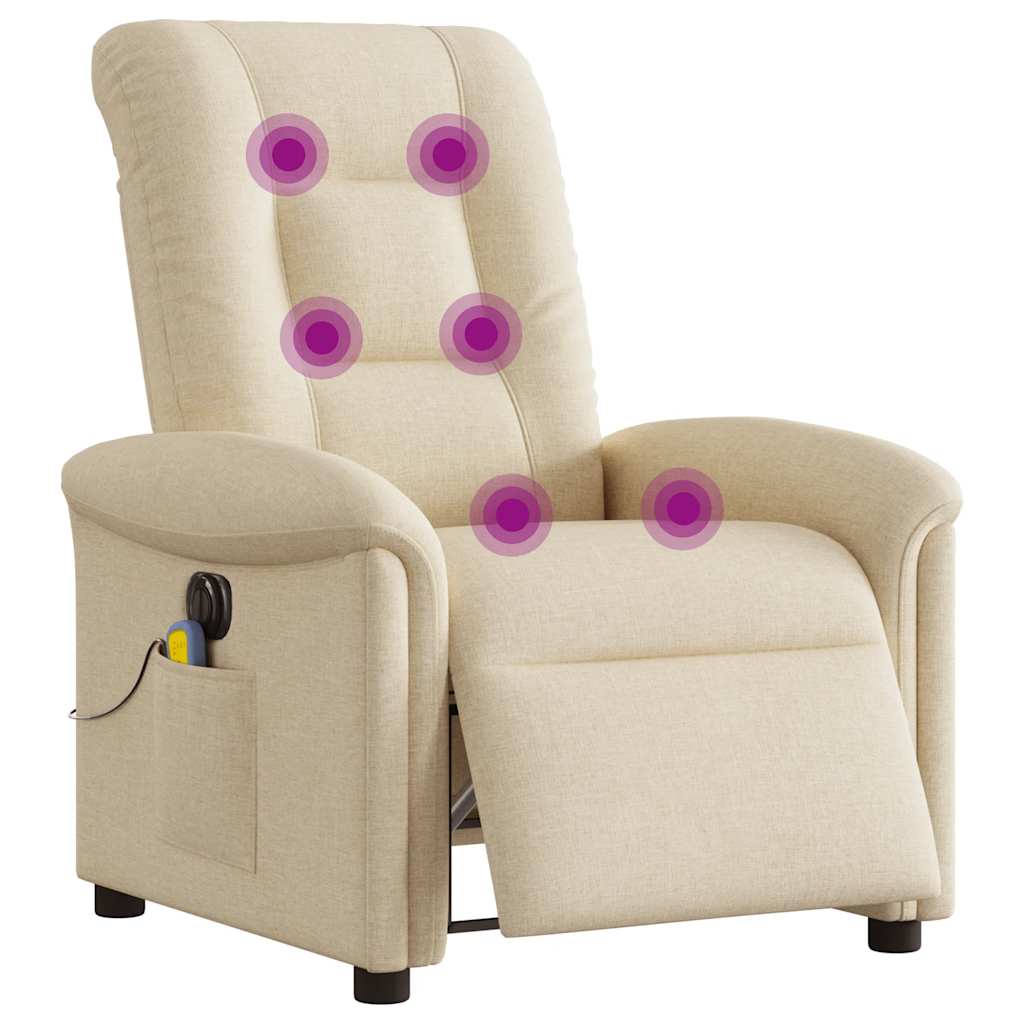 Fauteuil inclinable de massage électrique crème tissu