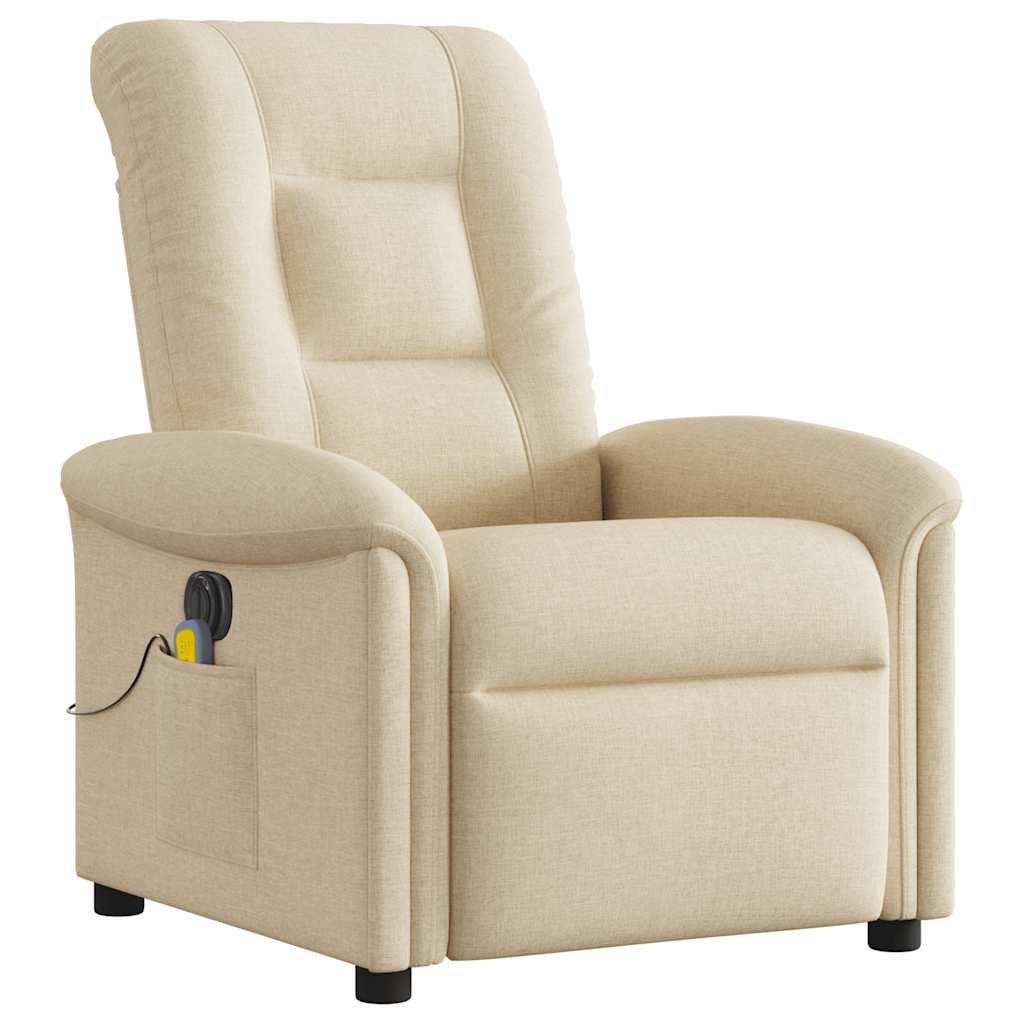 Fauteuil inclinable de massage électrique crème tissu