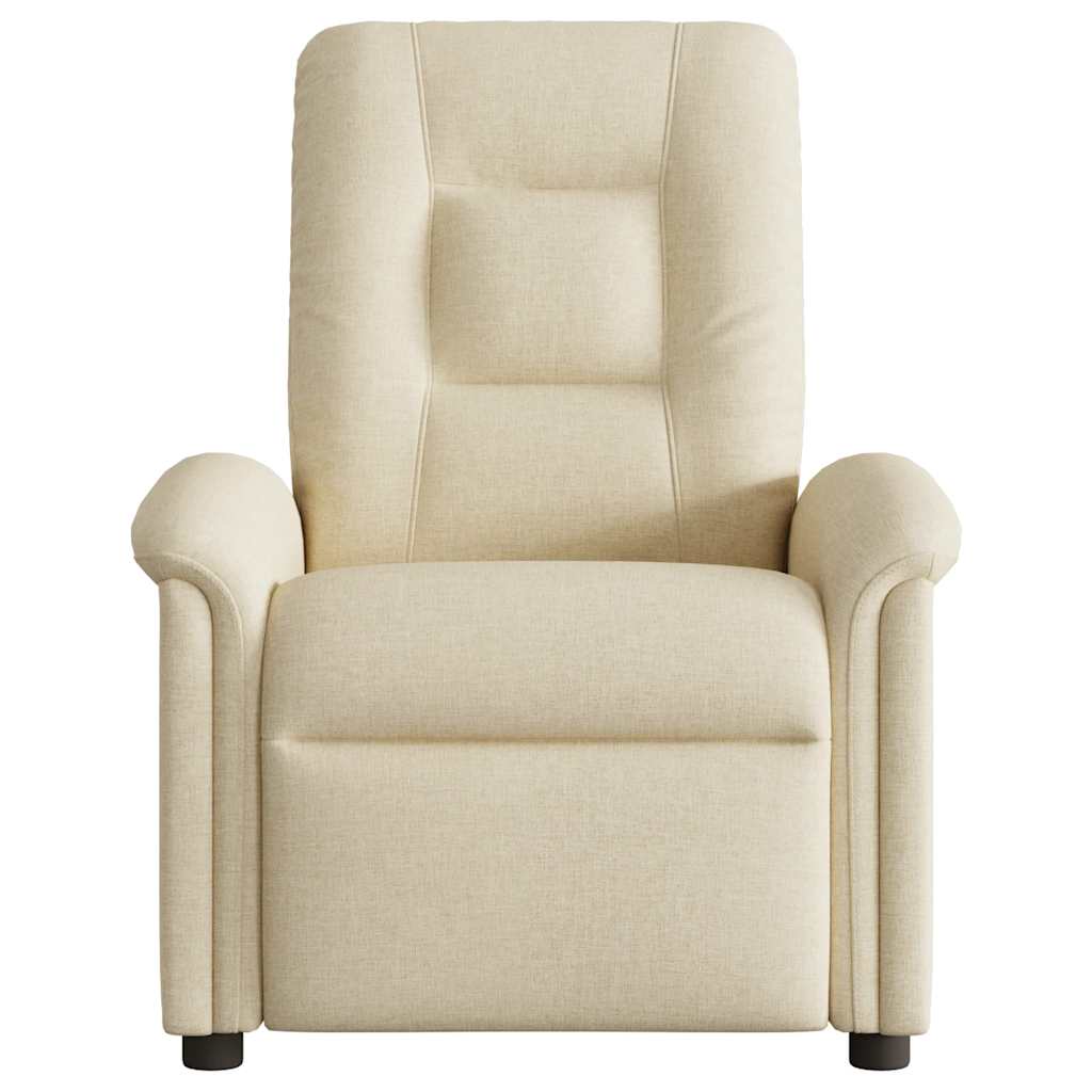 Fauteuil inclinable de massage électrique crème tissu