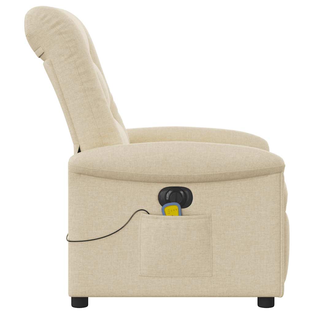 Fauteuil inclinable de massage électrique crème tissu