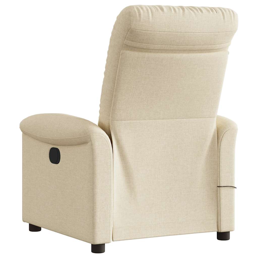 Fauteuil inclinable de massage électrique crème tissu
