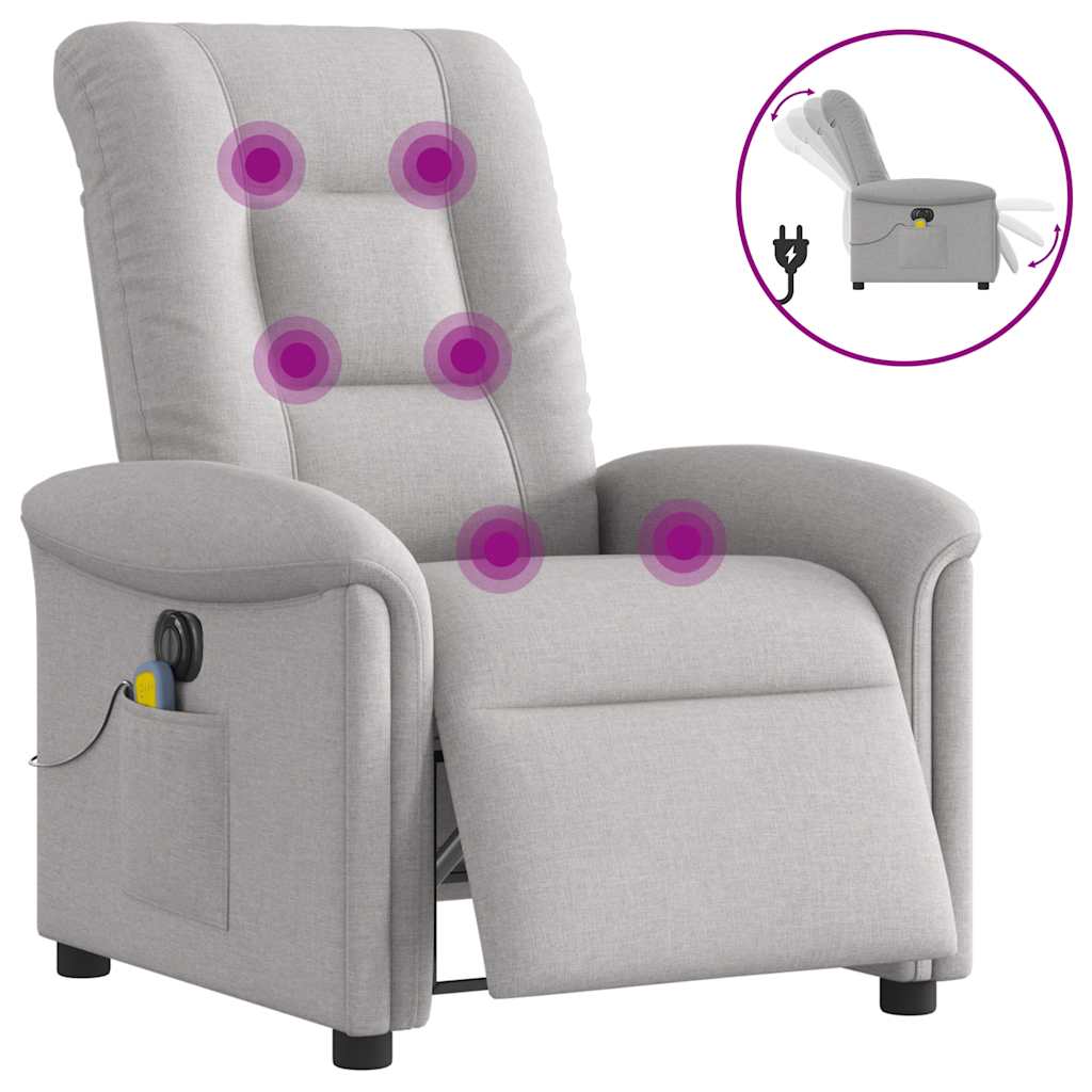 Fauteuil de massage inclinable électrique gris nuage tissu - XIOS