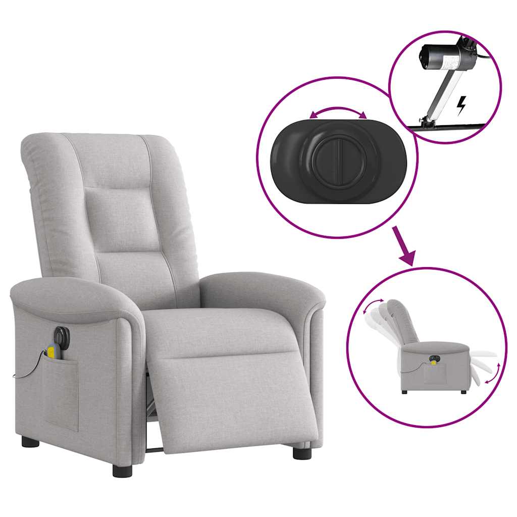 Fauteuil de massage inclinable électrique gris nuage tissu - XIOS