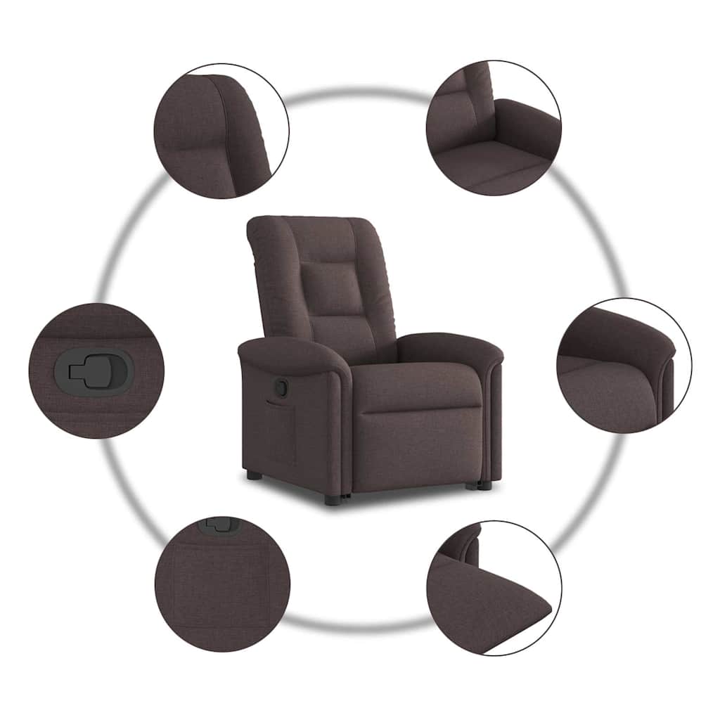 Fauteuil inclinable marron foncé tissu - XIOS