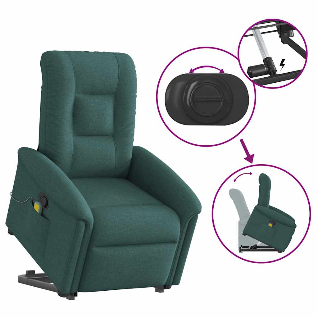 Fauteuil inclinable de massage Vert foncé Tissu - XIOS