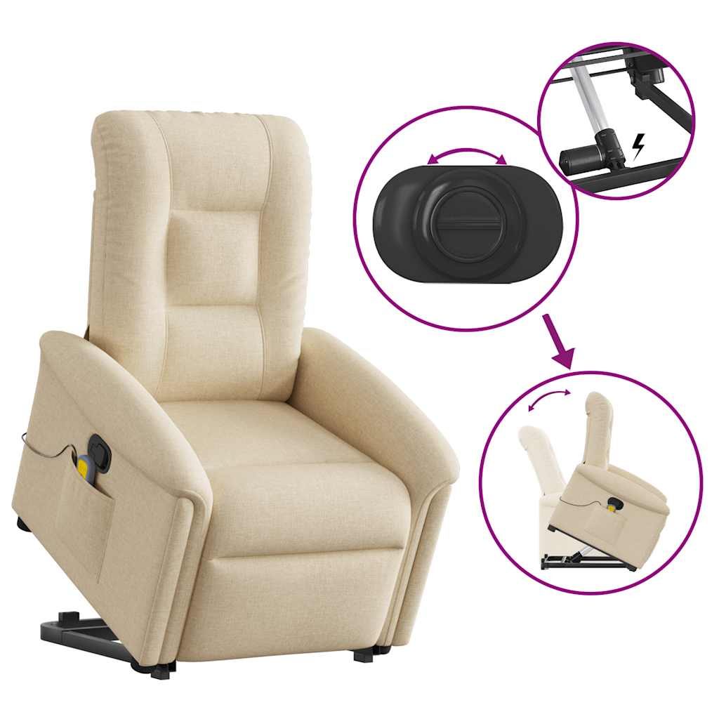 Fauteuil inclinable de massage Crème Tissu