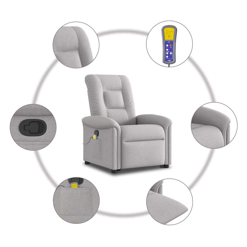 Fauteuil de massage inclinable gris nuage tissu - XIOS