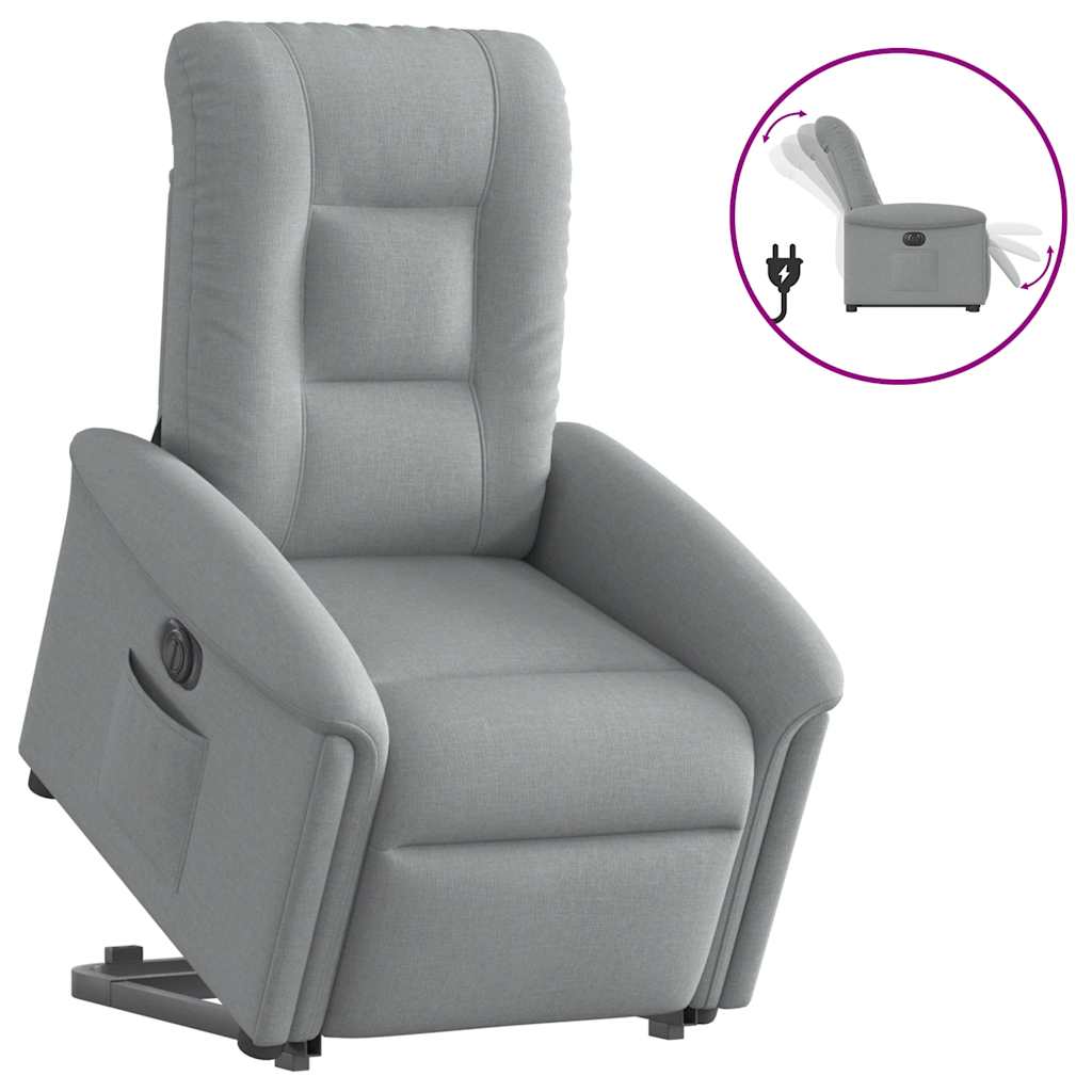 Fauteuil inclinable électrique gris clair tissu - XIOS