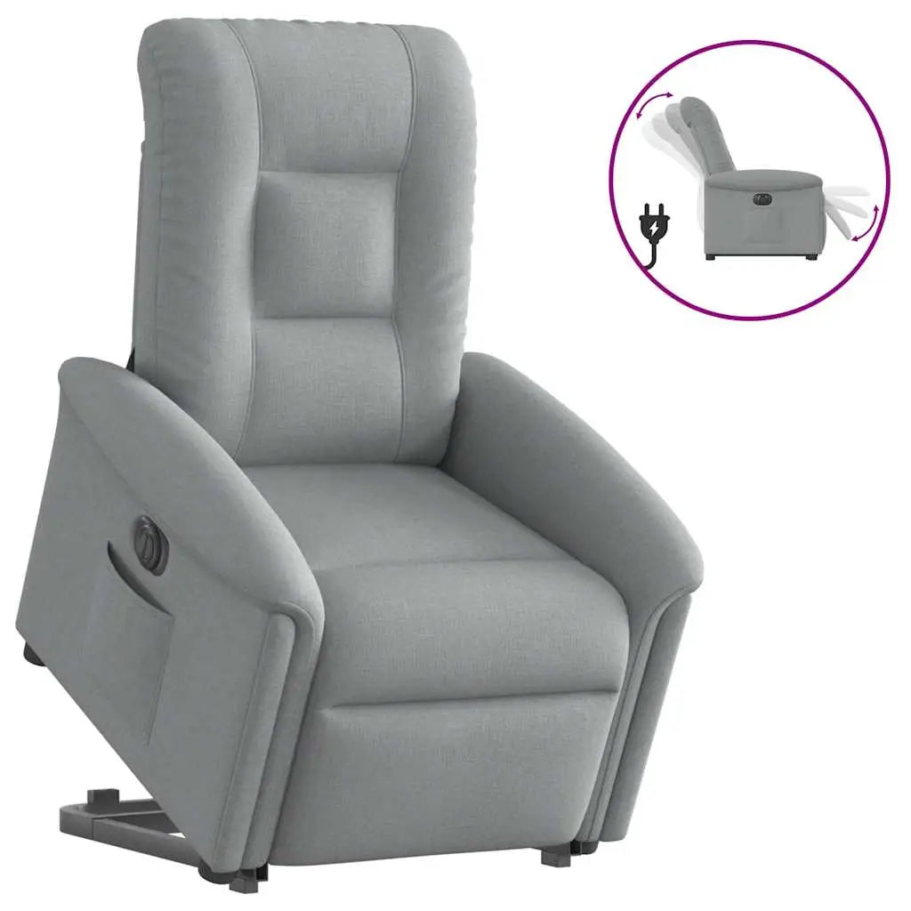 Fauteuil inclinable électrique gris clair tissu - XIOS