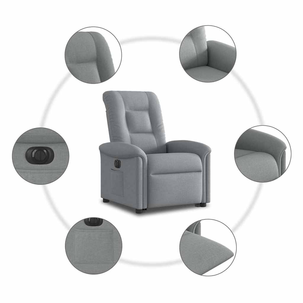 Fauteuil inclinable électrique gris clair tissu - XIOS