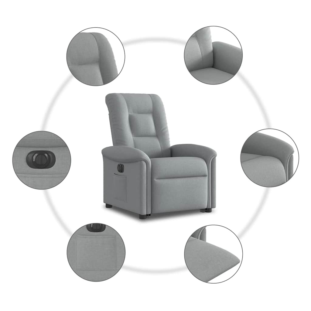 Fauteuil inclinable électrique gris clair tissu - XIOS