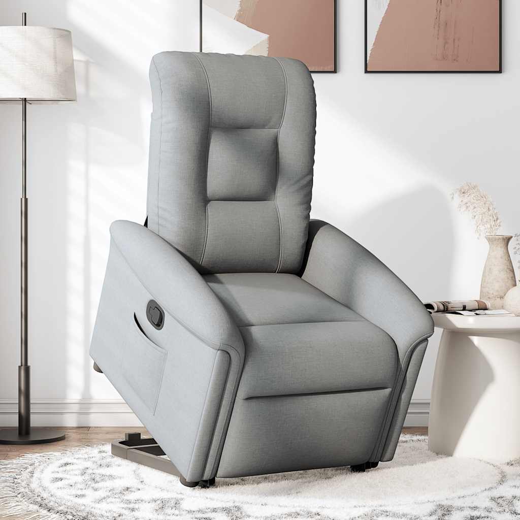 Fauteuil inclinable électrique gris clair tissu - XIOS