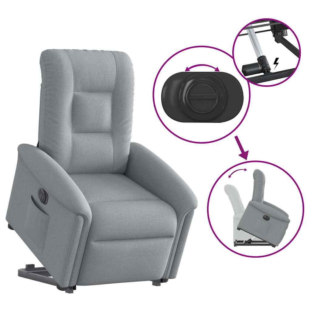 Fauteuil inclinable électrique gris clair tissu - XIOS