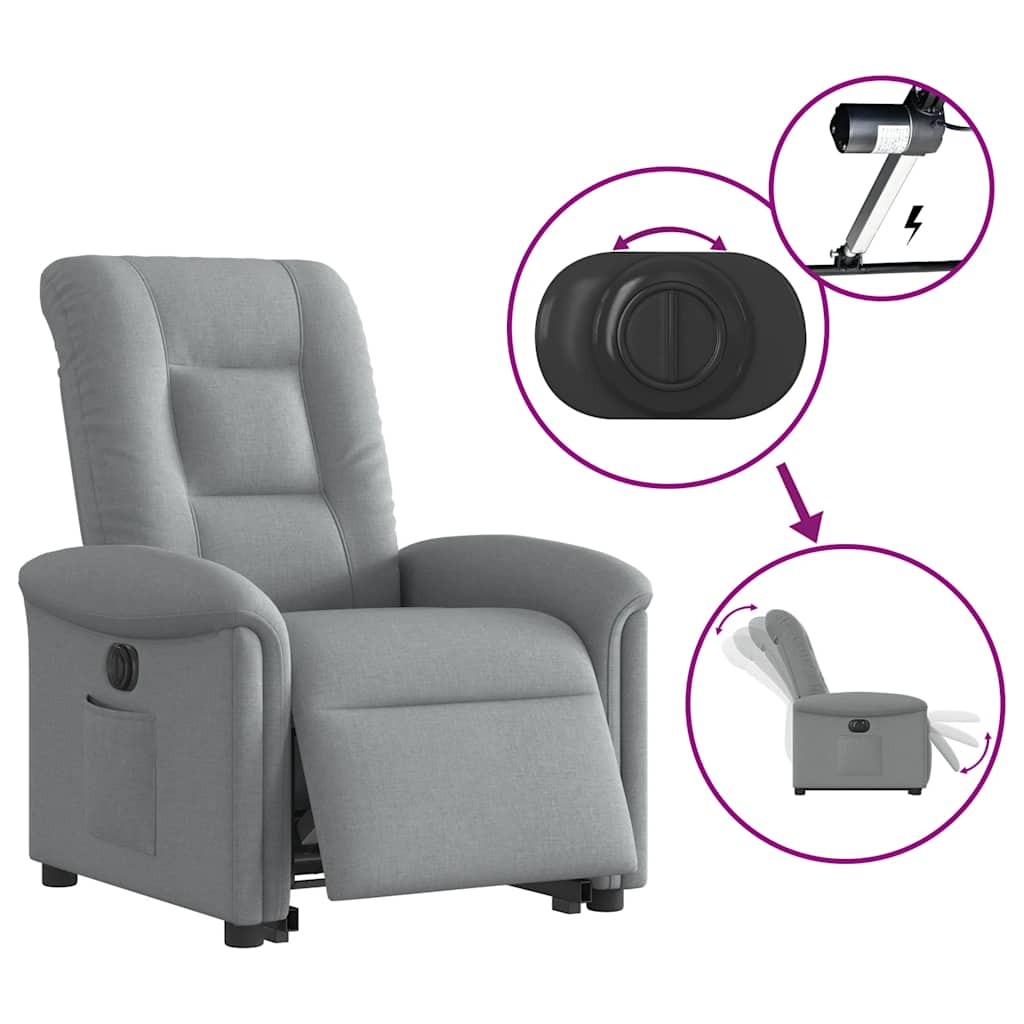 Fauteuil inclinable électrique gris clair tissu - XIOS