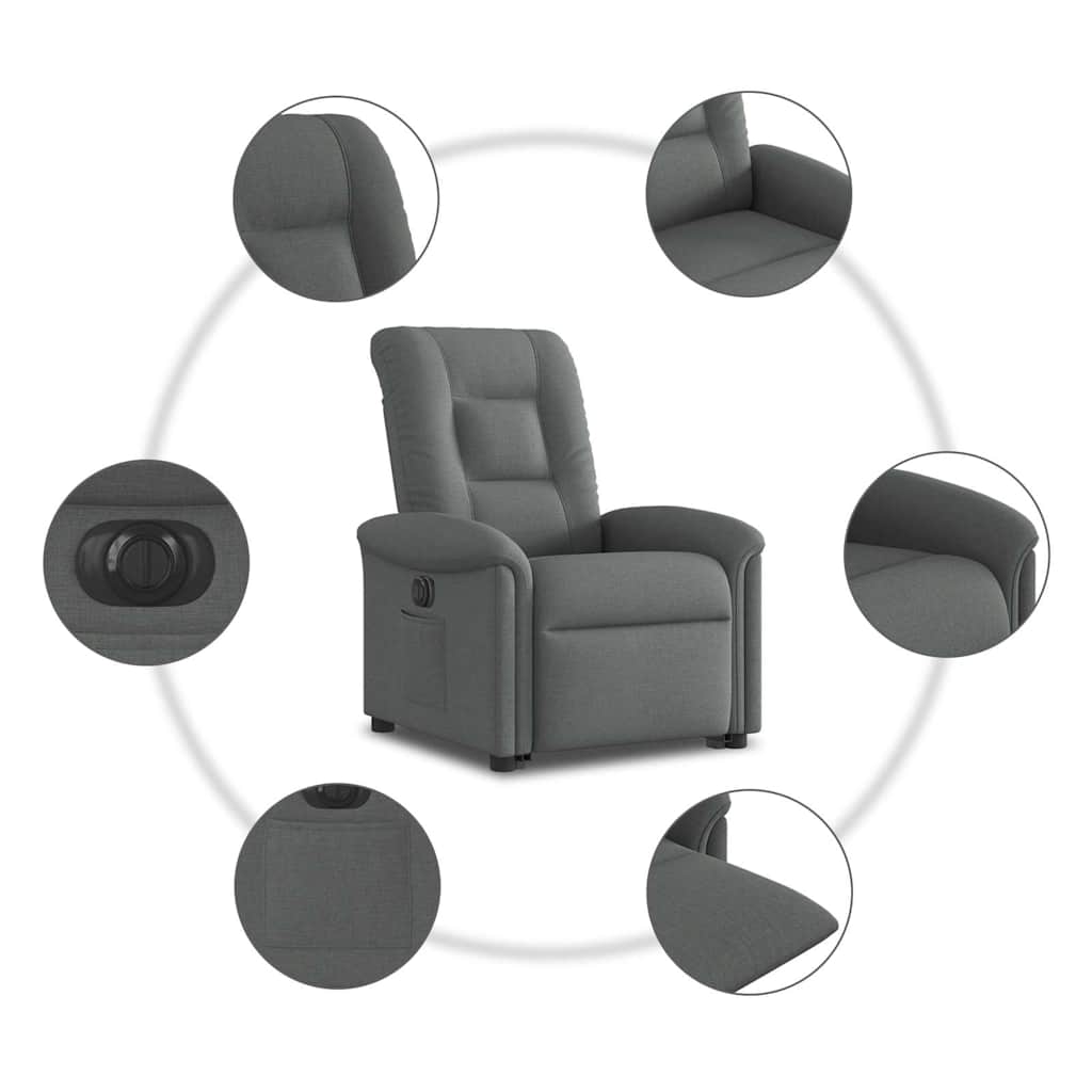 Fauteuil inclinable électrique gris foncé tissu - XIOS