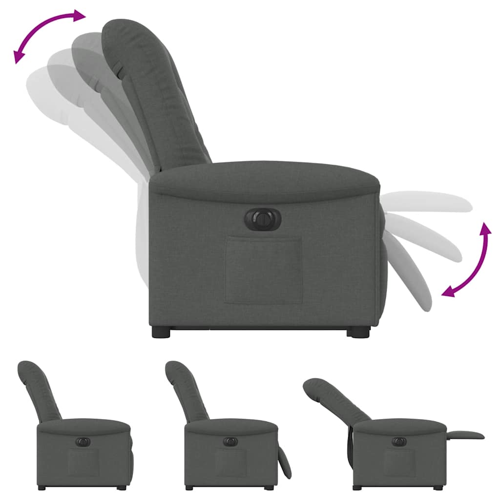 Fauteuil inclinable électrique gris foncé tissu - XIOS