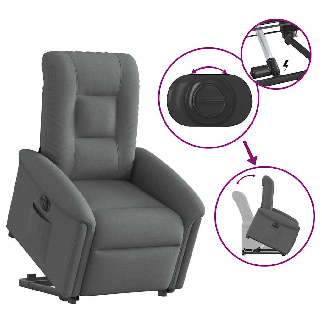 Fauteuil inclinable électrique gris foncé tissu - XIOS