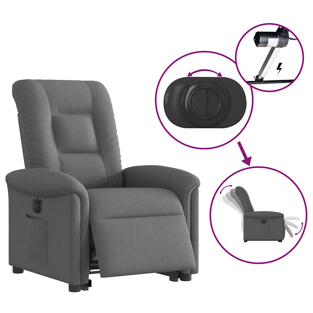 Fauteuil inclinable électrique gris foncé tissu - XIOS