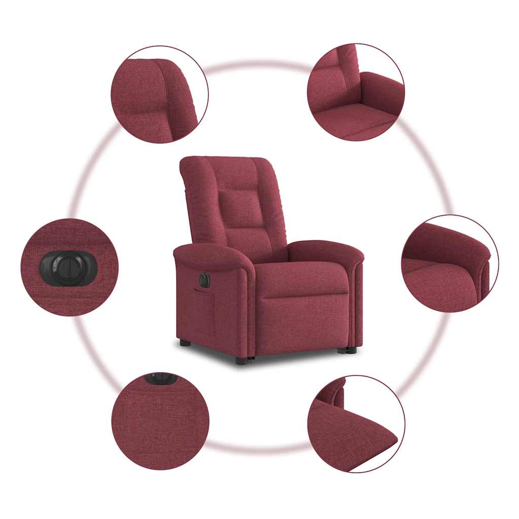 Fauteuil inclinable électrique rouge bordeaux tissu - XIOS