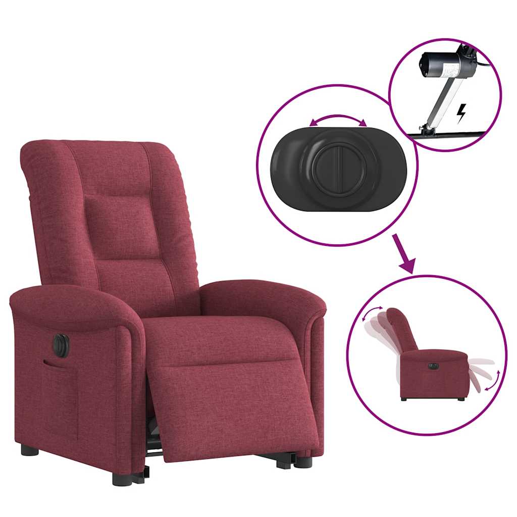 Fauteuil inclinable électrique rouge bordeaux tissu - XIOS