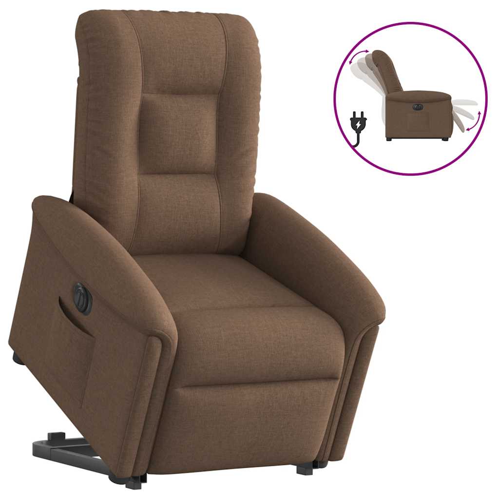 Fauteuil inclinable électrique marron tissu