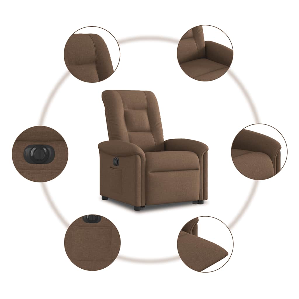 Fauteuil inclinable électrique marron tissu - XIOS
