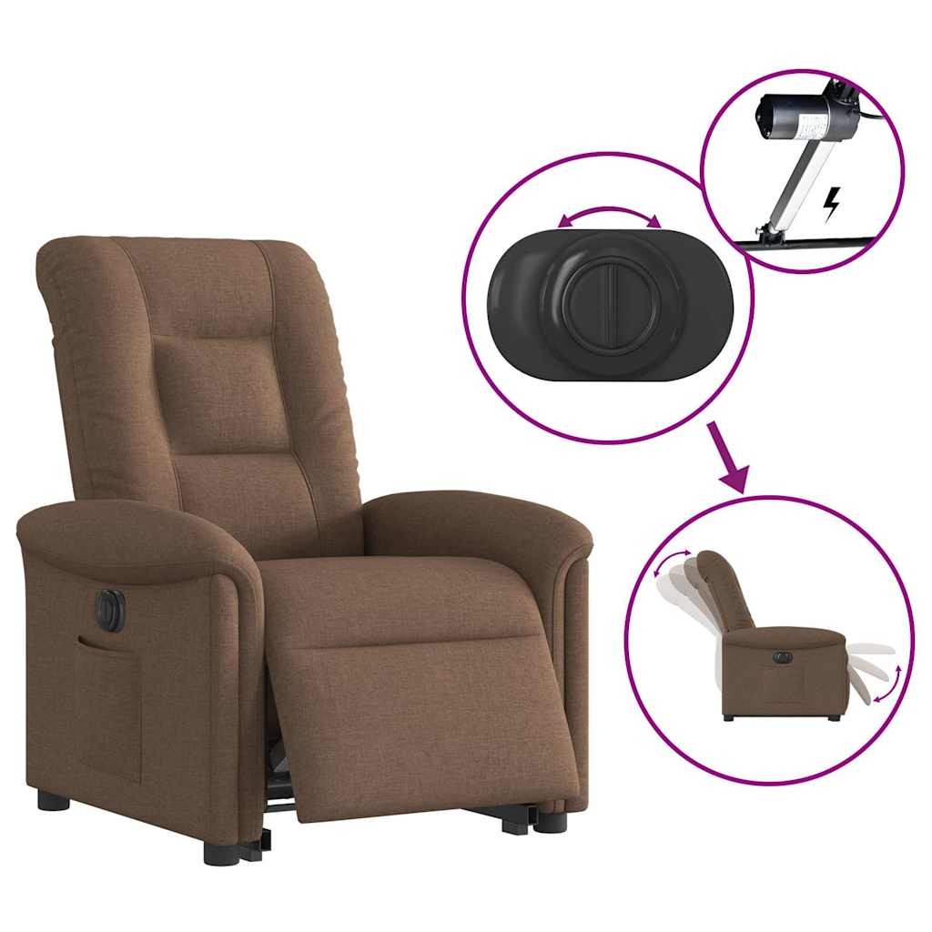 Fauteuil inclinable électrique marron tissu - XIOS