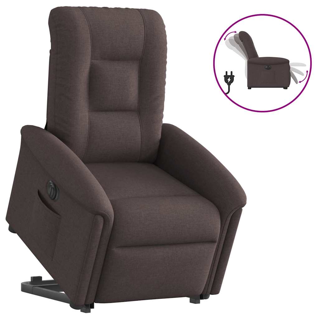 Fauteuil inclinable électrique marron foncé tissu - XIOS